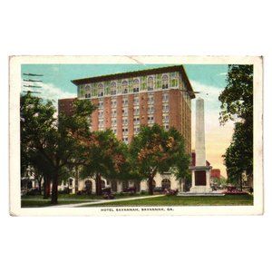 Vintage Postcard Hotel Savannah Georgia Posted 1930 Building One Cent Stamp